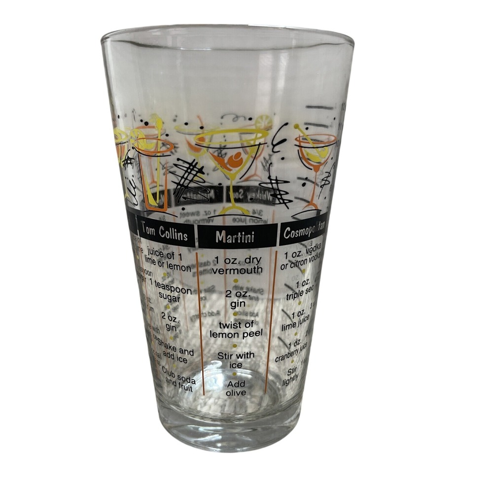 Vintage Libbey Bartender Mixed Drink/Cocktail‎ Recipe Glass 16 ounce